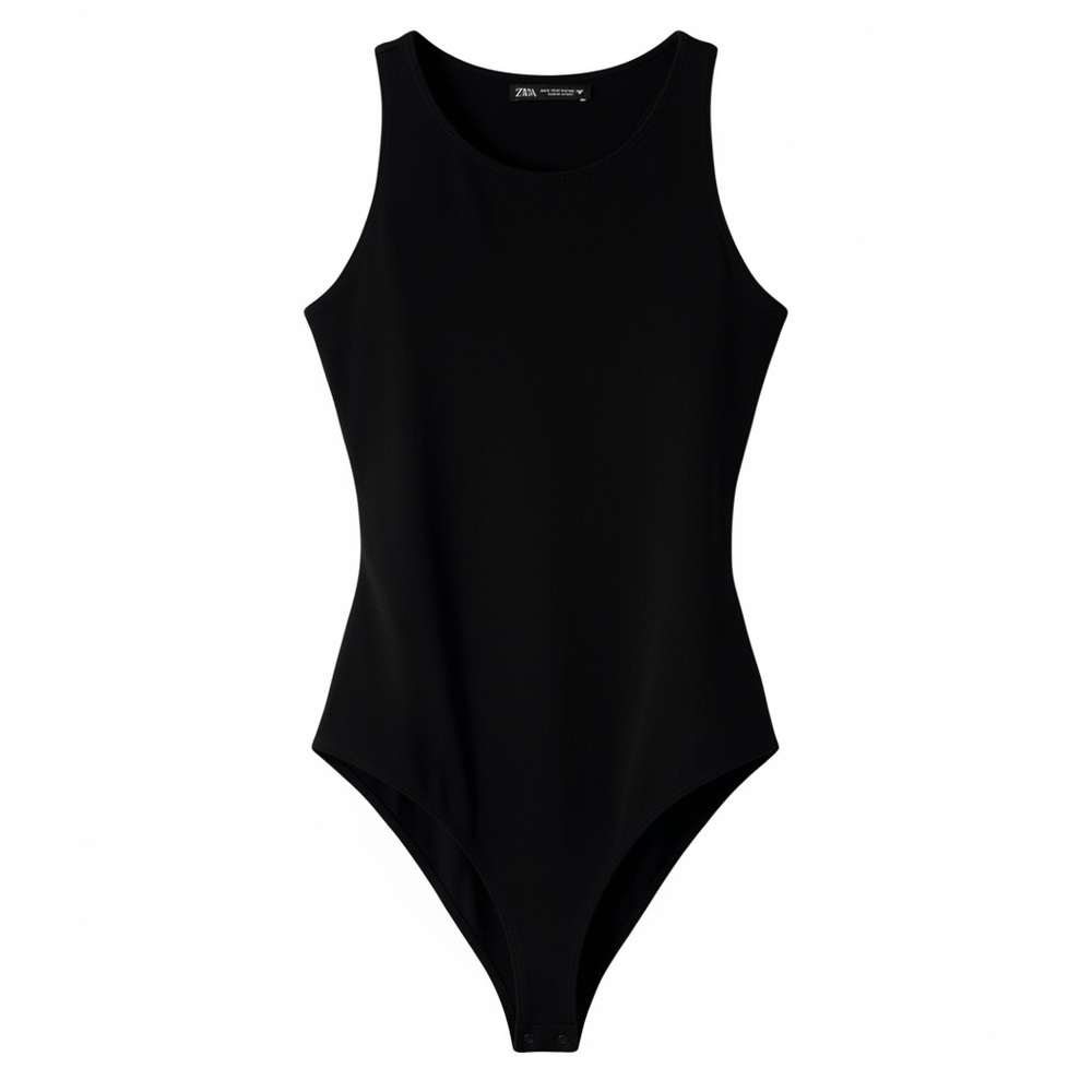 Zara Sleek Black Sleeveless Top Size L